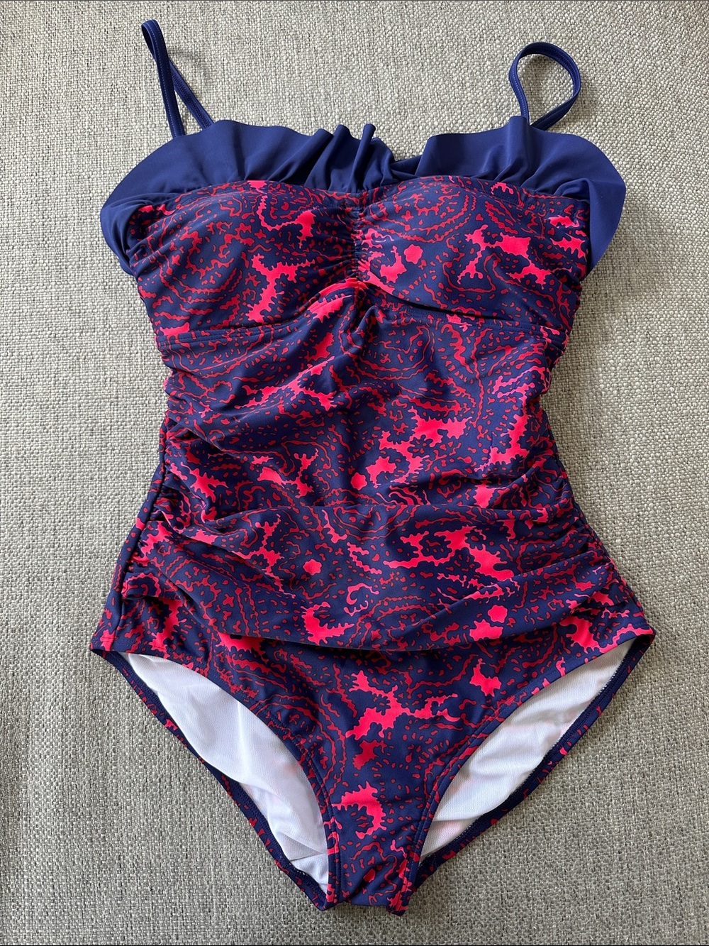 Boden Navy and Hot Pink Girls One-Piece Swimsuit